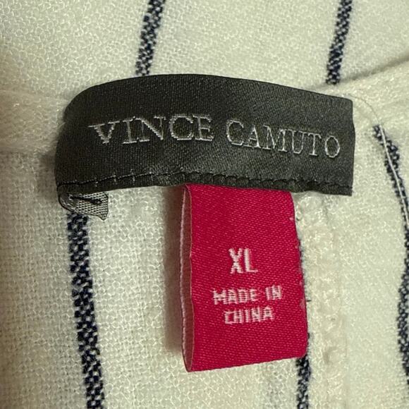 Vince Camuto White Linen Striped Sleeveless Cami Camisole Mini Tank Dress Sz XL - Picture 4 of 5